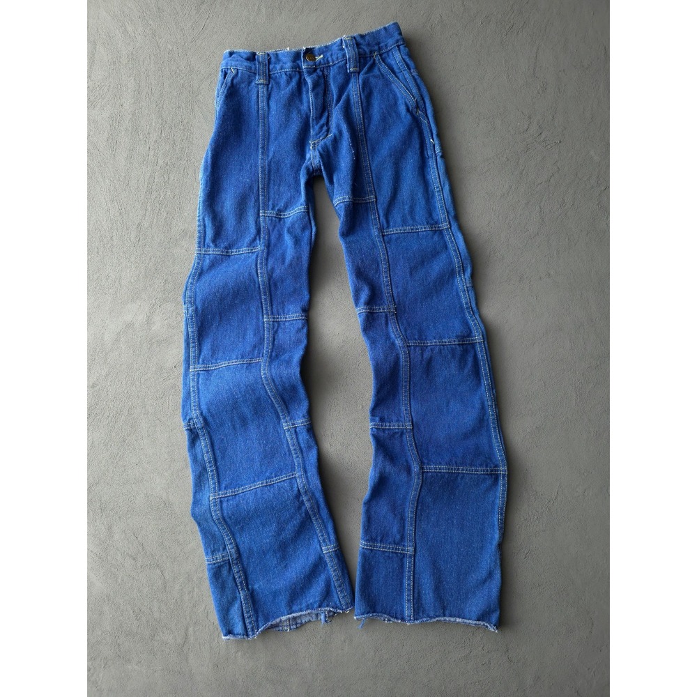 Vintage 70s Lee Patchwork Denim Jeans 24x30 Blue Made in Canada Lee